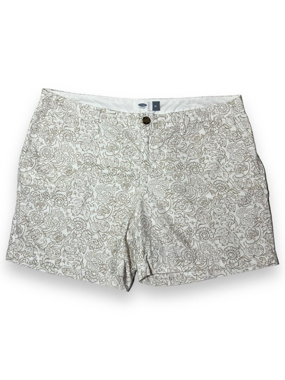 Old Navy Women’s Floral Print Chinos Cream Size 10